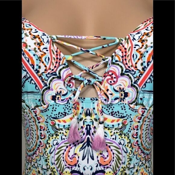 Kenneth Cole lace-up tile swimsuit. NWT - Picture 7 of 8